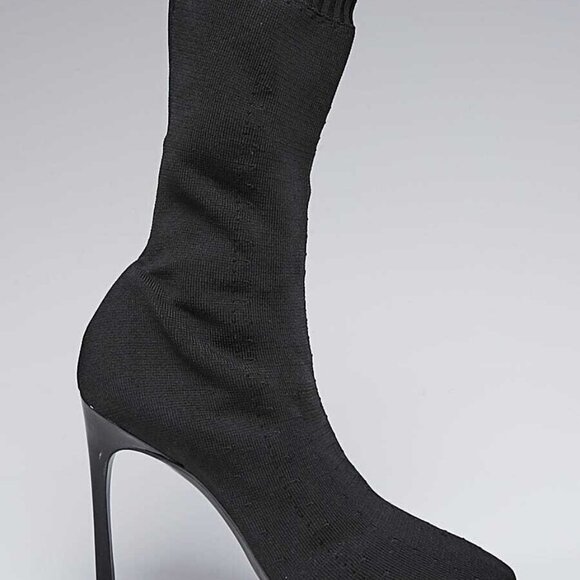 Yves Saint Laurent Black Knit Fabric Sock Boots Size 6.5/37 - Picture 3 of 4